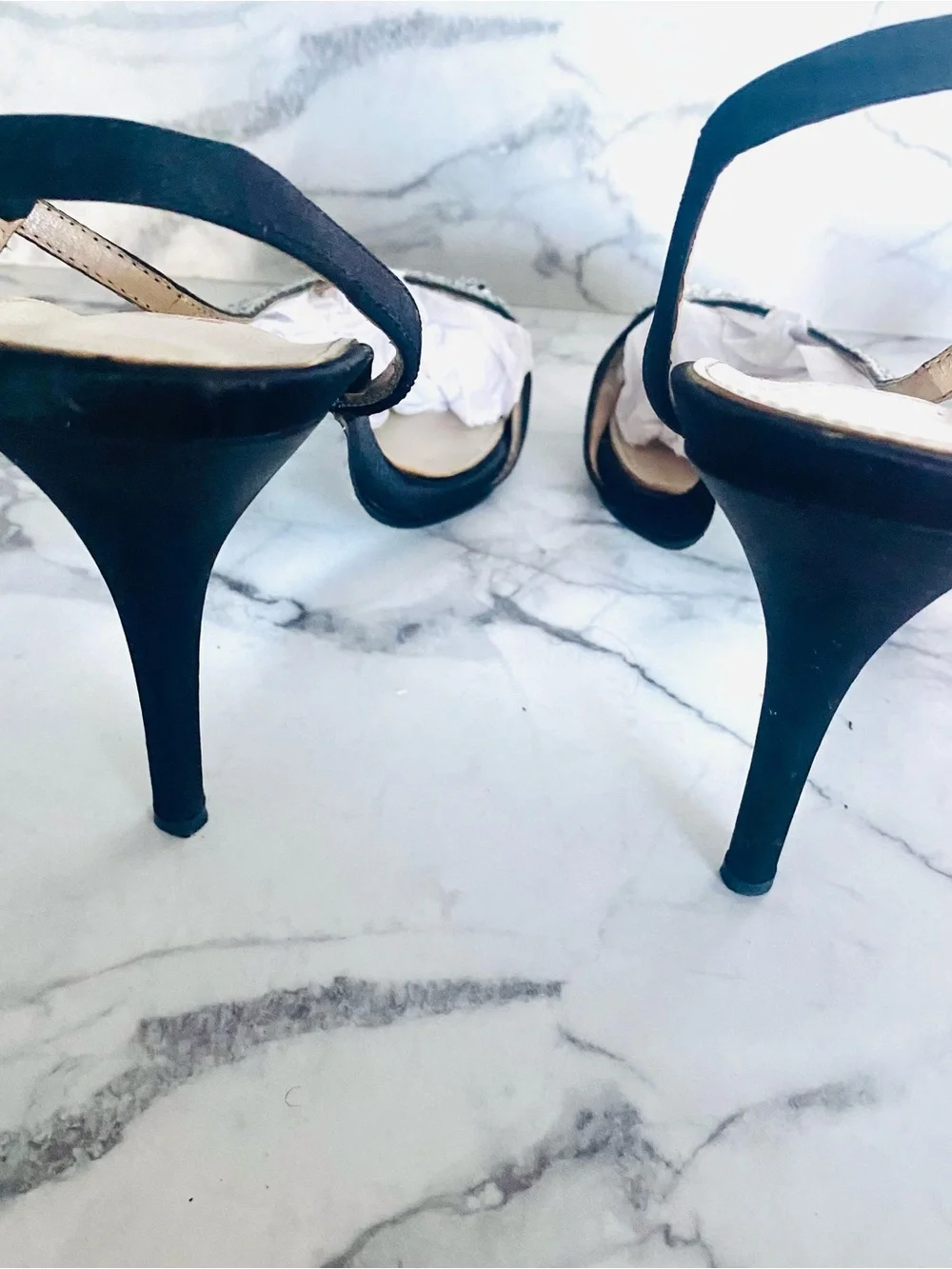 💕Pretty Black Crystal Embellished Heels SZ 8.5
